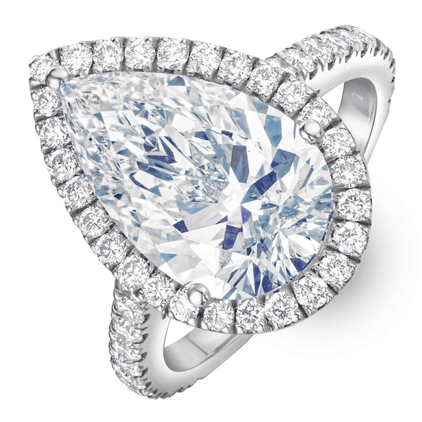 Diana 5.90ct Lab Diamond Pear Cut Engagement Ring in Platinum G/VS1